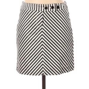 J. Crew Diagonal Stripe Black White Mini Skirt Size 0
